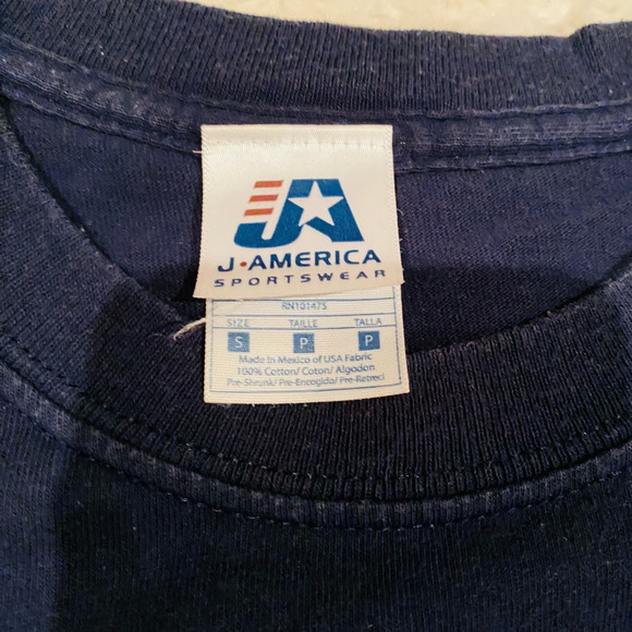 College Basketball Bullets Long Sleeve Navy Cotton Tee Shirt Sz Small - Picture 3 of 4